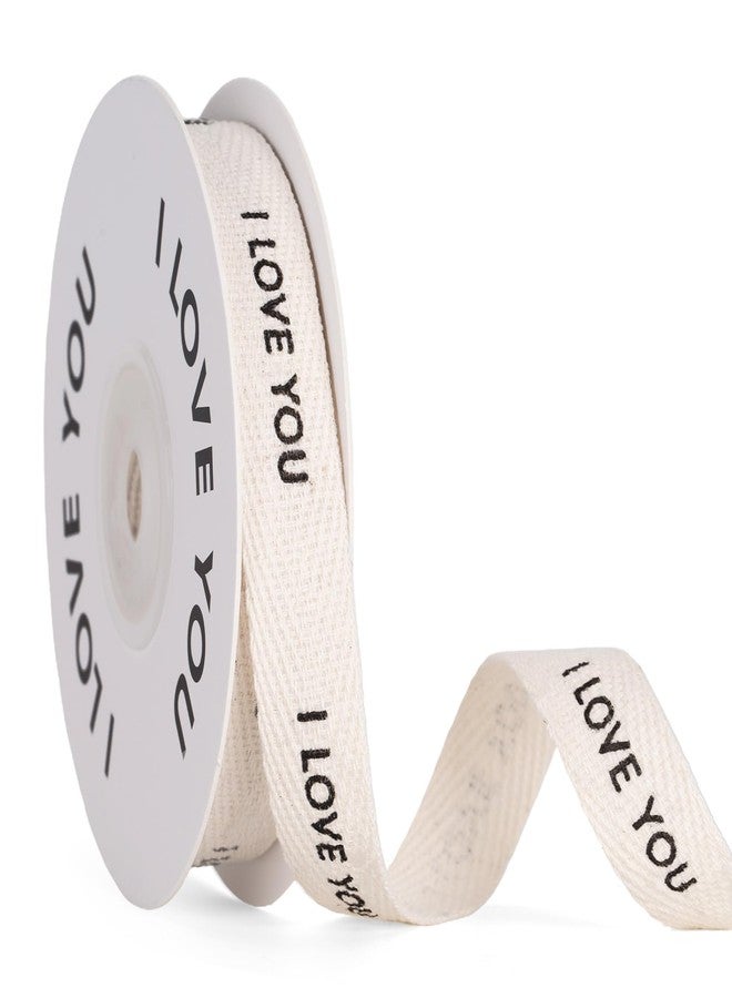 KINGLAKE I Love You Cotton Ribbon - 5/8 Inch x 10 Yards Natural Happy Valentine's Day Ribbon for Gift Wrapping, Love Ribbons for Crafts, Bouquet and DIY Decoration - Image 1